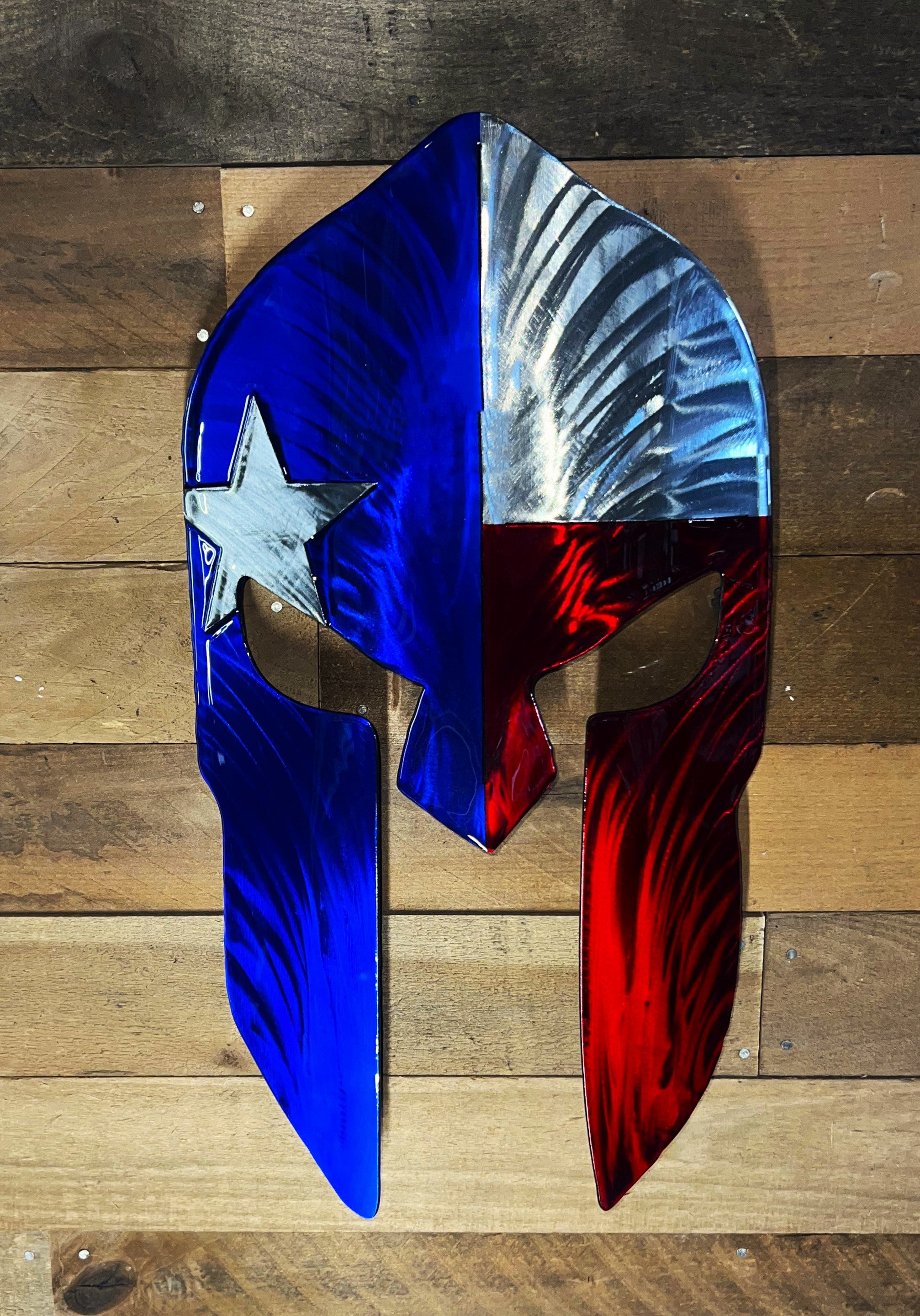 The Texas flag forged in a Spartan Helmet. Each sculpture is cut from 1 ...